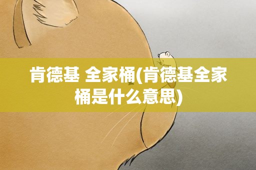 肯德基 全家桶(肯德基全家桶是什么意思)