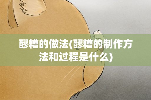 醪糟的做法(醪糟的制作方法和过程是什么)