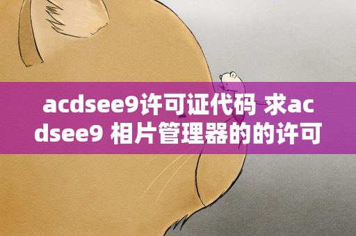 acdsee9许可证代码 求acdsee9 相片管理器的的许可证代码