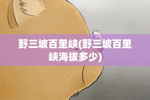 野三坡百里峡(野三坡百里峡海拔多少)