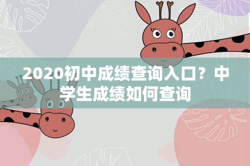 2020初中成绩查询入口？中学生成绩如何查询
