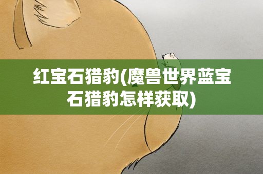 红宝石猎豹(魔兽世界蓝宝石猎豹怎样获取)