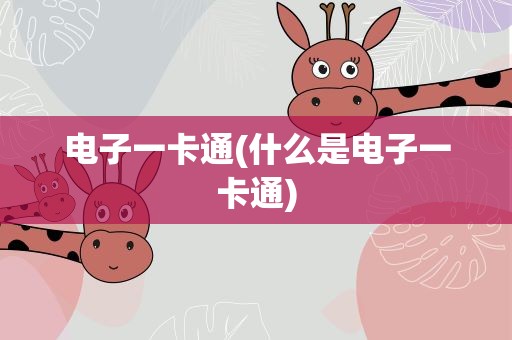 电子一卡通(什么是电子一卡通)