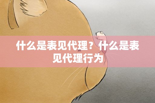 什么是表见代理？什么是表见代理行为