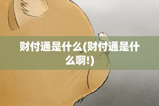 财付通是什么(财付通是什么啊!)