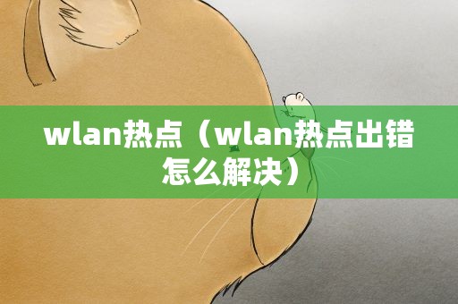 wlan热点（wlan热点出错怎么解决）