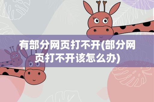 有部分网页打不开(部分网页打不开该怎么办)