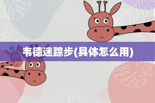 韦德迷踪步(具体怎么用)