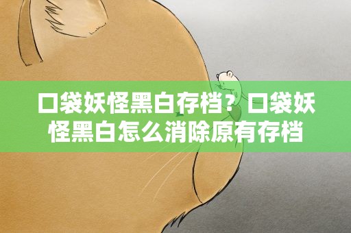 口袋妖怪黑白存档？口袋妖怪黑白怎么消除原有存档