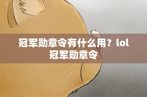 冠军勋章令有什么用？lol冠军勋章令
