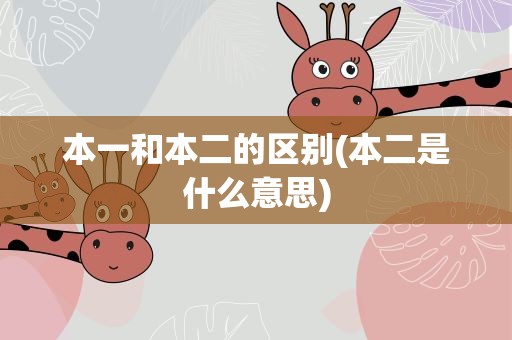 本一和本二的区别(本二是什么意思)