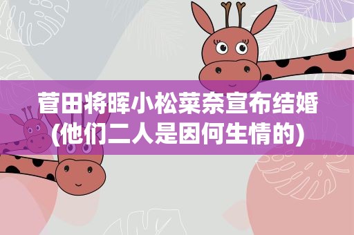菅田将晖小松菜奈宣布结婚(他们二人是因何生情的)
