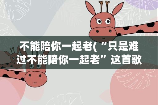 不能陪你一起老(“只是难过不能陪你一起老”这首歌叫什么名字)