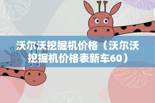 沃尔沃挖掘机价格（沃尔沃挖掘机价格表新车60）