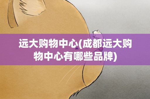 远大购物中心(成都远大购物中心有哪些品牌)
