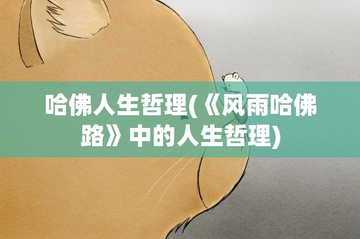 哈佛人生哲理(《风雨哈佛路》中的人生哲理)