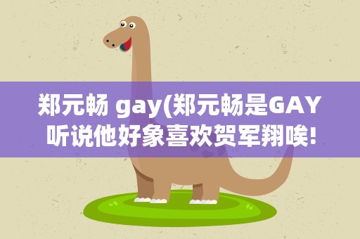 郑元畅 gay(郑元畅是GAY听说他好象喜欢贺军翔唉!)