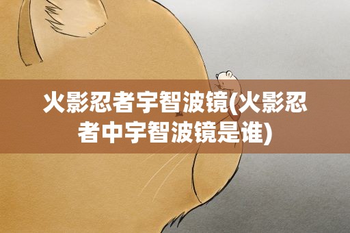 火影忍者宇智波镜(火影忍者中宇智波镜是谁)