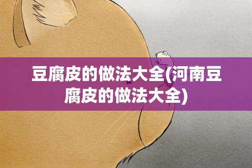 豆腐皮的做法大全(河南豆腐皮的做法大全)