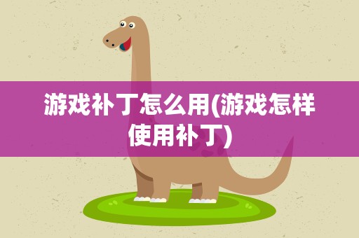 游戏补丁怎么用(游戏怎样使用补丁)