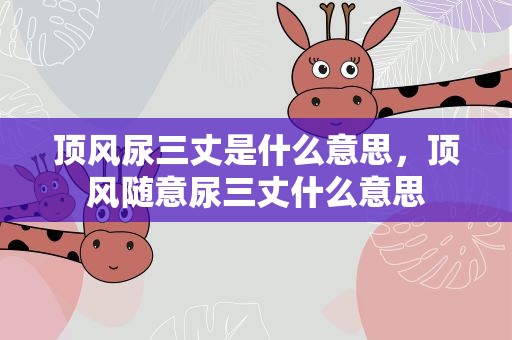 顶风尿三丈是什么意思，顶风随意尿三丈什么意思