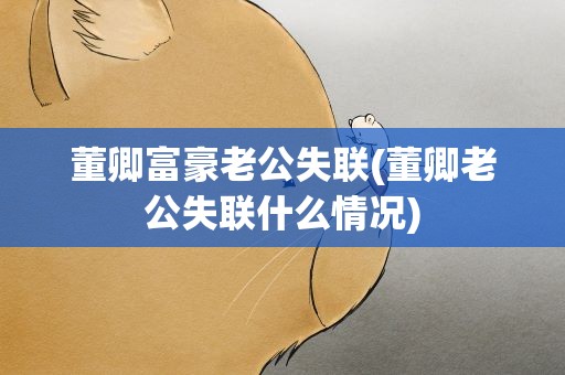 董卿富豪老公失联(董卿老公失联什么情况)
