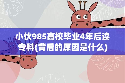 小伙985高校毕业4年后读专科(背后的原因是什么)