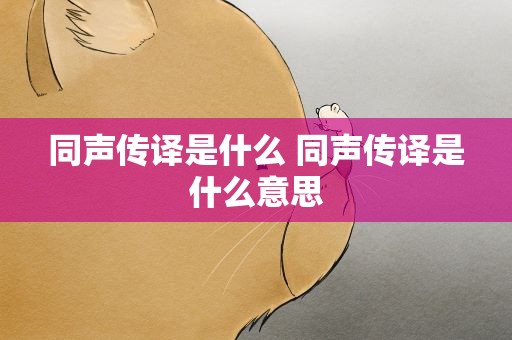 同声传译是什么 同声传译是什么意思