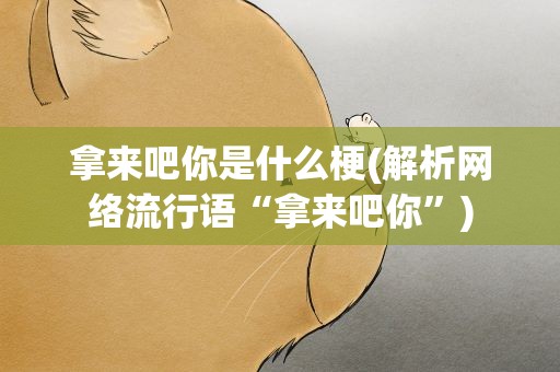 拿来吧你是什么梗(解析网络流行语“拿来吧你”)