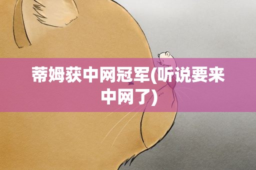 蒂姆获中网冠军(听说要来中网了)