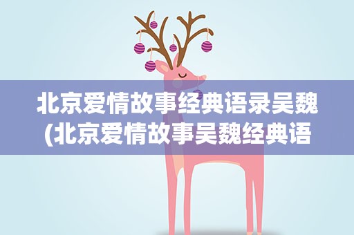 北京爱情故事经典语录吴魏(北京爱情故事吴魏经典语录视频)