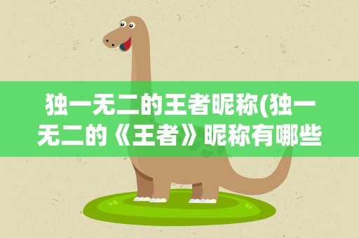 独一无二的王者昵称(独一无二的《王者》昵称有哪些)