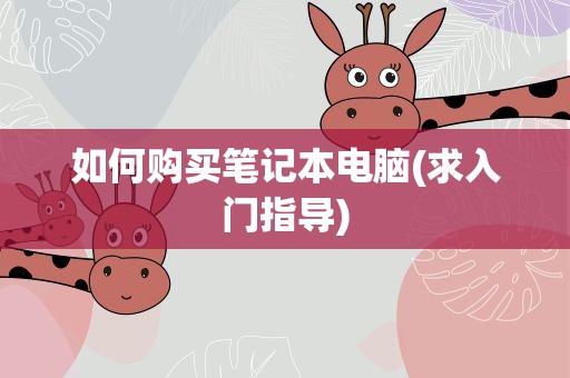 如何购买笔记本电脑(求入门指导)