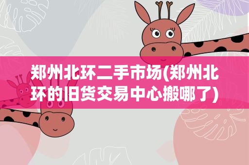 郑州北环二手市场(郑州北环的旧货交易中心搬哪了)