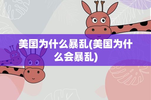 美国为什么暴乱(美国为什么会暴乱)