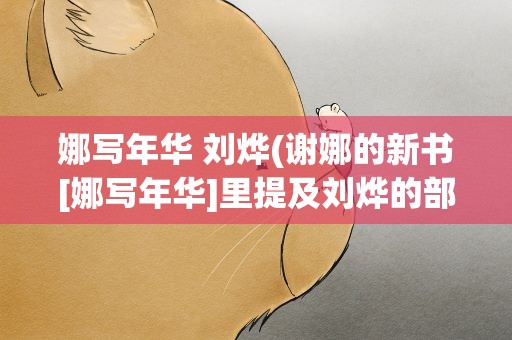 娜写年华 刘烨(谢娜的新书[娜写年华]里提及刘烨的部分)