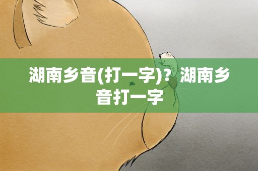 湖南乡音(打一字)？湖南乡音打一字