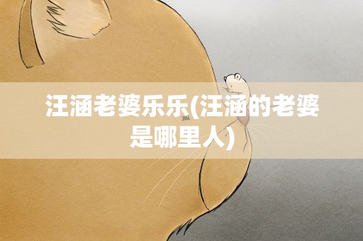 汪涵老婆乐乐(汪涵的老婆是哪里人)