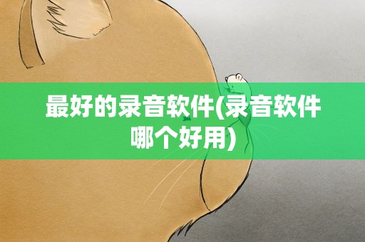 最好的录音软件(录音软件哪个好用)
