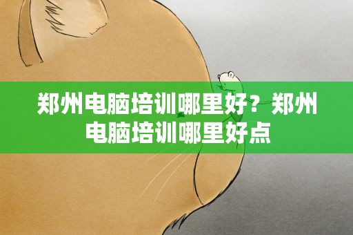 郑州电脑培训哪里好？郑州电脑培训哪里好点