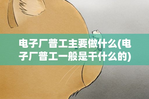 电子厂普工主要做什么(电子厂普工一般是干什么的)