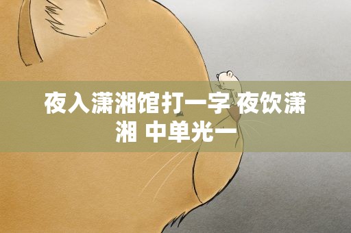 夜入潇湘馆打一字 夜饮潇湘 中单光一