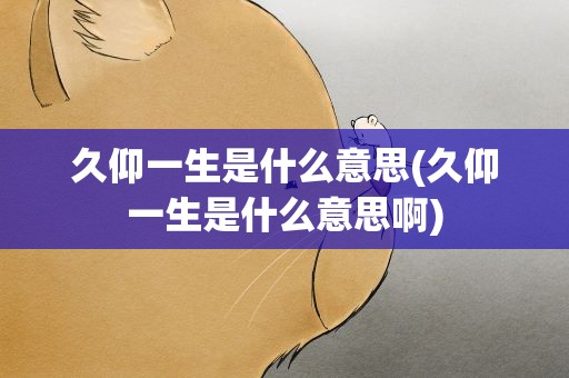 久仰一生是什么意思(久仰一生是什么意思啊)