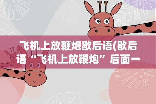 飞机上放鞭炮歇后语(歇后语“飞机上放鞭炮”后面一句是什么)