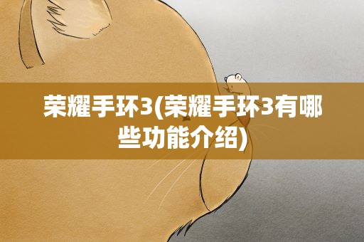 荣耀手环3(荣耀手环3有哪些功能介绍)