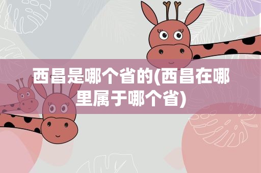 西昌是哪个省的(西昌在哪里属于哪个省)
