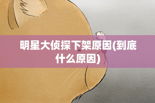 明星大侦探下架原因(到底什么原因)