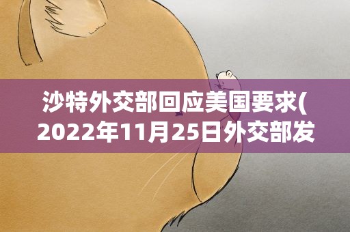 沙特外交部回应美国要求(2022年11月25日外交部发言人毛宁主持例行记者会)