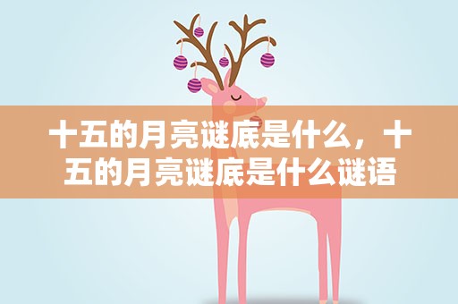 十五的月亮谜底是什么，十五的月亮谜底是什么谜语