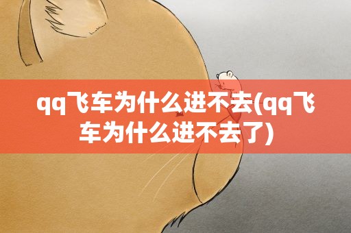 qq飞车为什么进不去(qq飞车为什么进不去了)